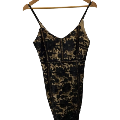 New Look Womens  Size 10 Cocktail Dress Beige / Black  