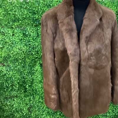  Womens Steven Dattner Size S Fur Coat Brown 