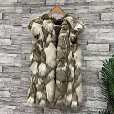  Womens  Size 8 Fur Cardigan Brown 