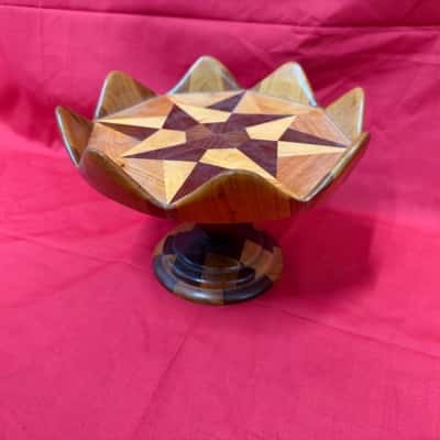 Handcrafted Wooden Pedestal Fruit Bowl