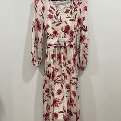 Country Road Womens  Size 12 Casual Dress Cream / Red Floral 