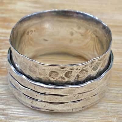 Sterling Silver Hammered Spinner Ring (Stamped 925)
