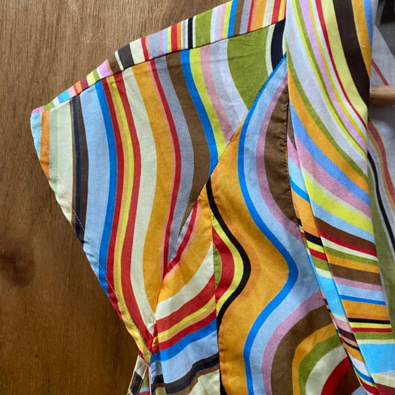  Rainbow Stripes Back Buttoned Top