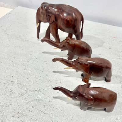 Handcrafted Wooden Marching Elephants- Set of 4