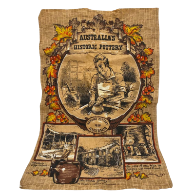 Vintage Tea-Towel - Bendigo Pottery 1858 - Australia