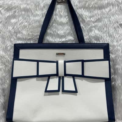 Review Womens Navy Blue / White tote bag