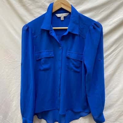Forever New Womens  Size 10 Long Sleeve Shirt Blue 