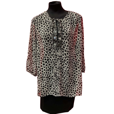  Womens "Susan Blake" Size 16 Beige / Black Sheer top