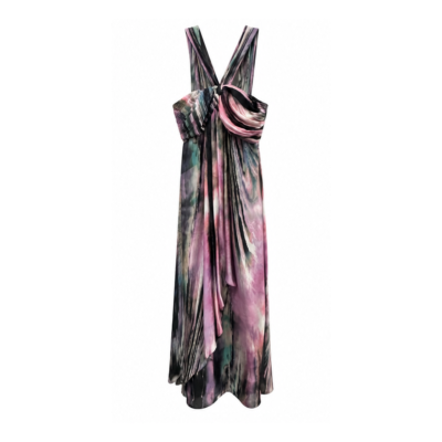 Honey & Beau Watercolour Twist-Front Maxi Dress – Size 10