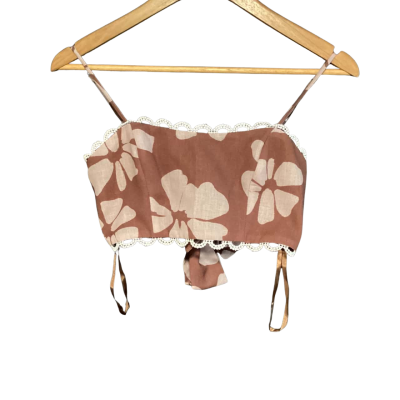 Billy j BNWOT linen crop  Size 8 Brown / Cream 