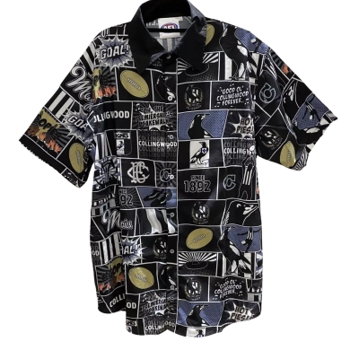 Quirky AFL Collingwood Magpies Mens  Size L Printed Shirt Black  / White 