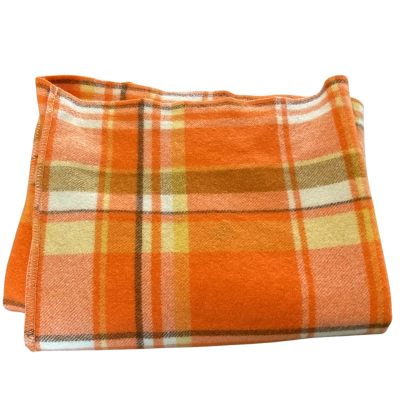 Vintage No Label Plaid Wool Blanket 200x160cm