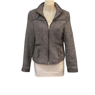  Womens Claquabella Size S Biker Jacket / Cropped Jacket Black  / Pattern / White 