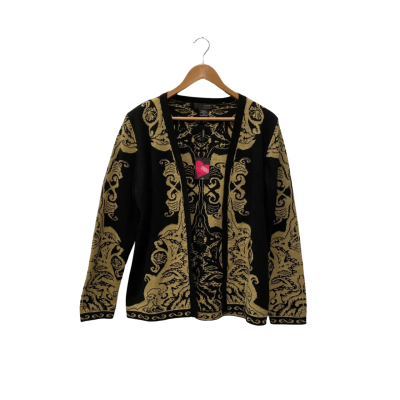  Xception  Open Cardigan Size 12/14 / S Black  / Gold 