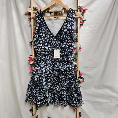 Womens The East Order Black Leopard Print Dress Size M RRP $179.00