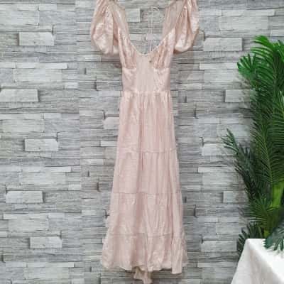  Womens  Size 12 Maxi Dress Beige 