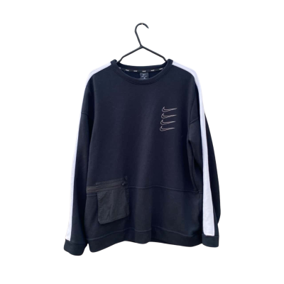 Unisex Nike Dri-Fit Size M Jumper Black/White Striped