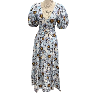 Aureta Womens  Size S Midi Dress Blue / Floral / Pattern 
