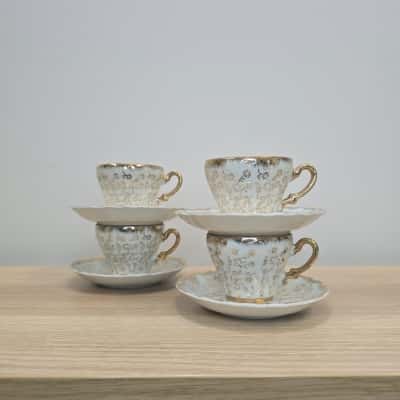 Vintage Japanese Lusterware Teacup & Saucer Set – Gold Floral Pattern