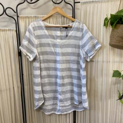 pingpong Women’s Size 12 Grey & White Striped Top - New With Tags