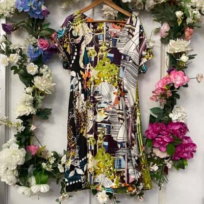 Lisa Ho Womens  Size 12 Midi Dress Multicoloured / Pattern 