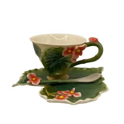 Victoria Brand cup, saucer and spoon Lillypad and flower styling