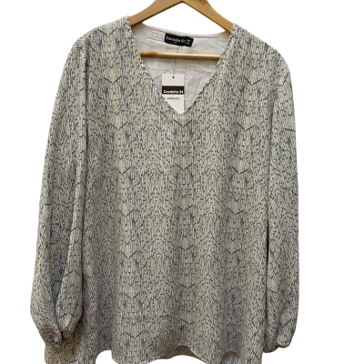 Cordelia Street Womens  Size 18 Long Sleeve Shirt Grey / White 