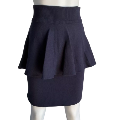 Alannah Hill Size 8 Navy Blue Peplum Knee Length Skirt