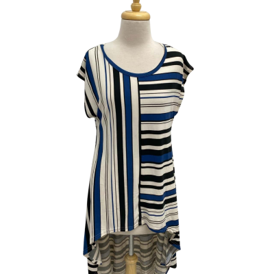 Serafina Blue Front Split Jersey Top.  Size S.  New with tags
