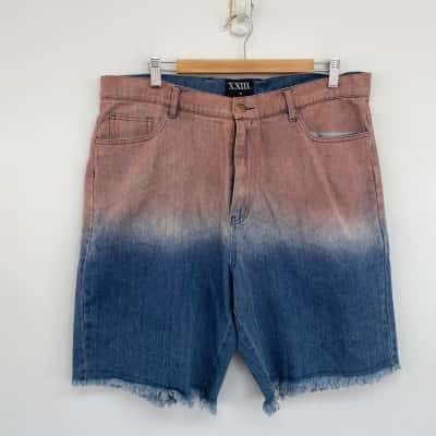 XXIII Blue Pink Huelva Gradient Denim Shorts Size 38 