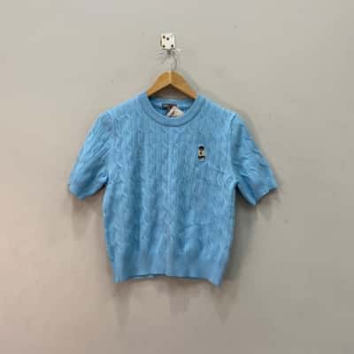 Trensic SPAO Women’s knit  Size M Short Sleeve Top Blue 
