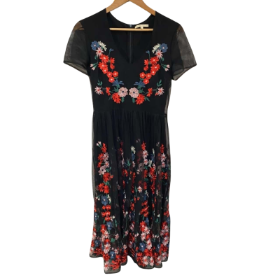 Maje Womens  Size 3 Black  / Floral Dress