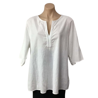 LC Waikiki Grace Womens  Size 48 White / Lace Trim 3/4 Sleeve Top 