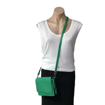 Blue Illusion Womens Bright Green Woven Cross Body Bag