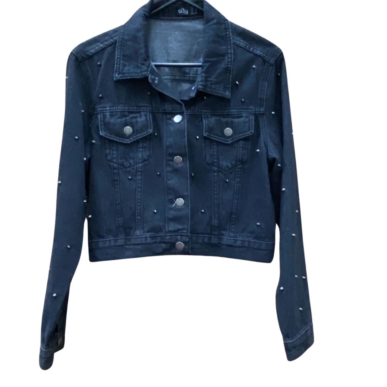 Ally Fashion Womens Size 10 / S Denim Jacket Black cropped with stud detail crop As new(s)