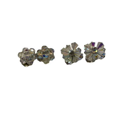 2 Pairs Crystal Beaded Clip-On Earrings – Vintage Style Sparkle #ClipOnEarrings #VintageJewellery #CrystalBeads