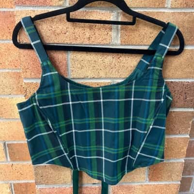 Black Friday Womens Size 10 Jester Green Tartan Corset