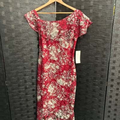 Lisa Barron Womens  Size 12 Cocktail Dress Red / White 