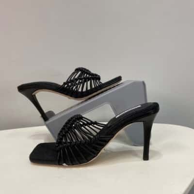 Country Road Womens  “Faith” Leather Heeled Sandals Size 8 / 8.5  Black  