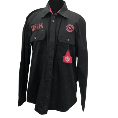  Womens  Size 14 Long Sleeve  Western Shirt Black  