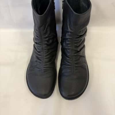  Women's Loints of Holland Natural Black Leather Ankle Boots Size 40 
