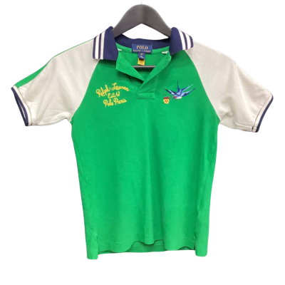 Polo Ralph Lauren Boys  Size 8 Polo Shirt Green / Navy Blue / White 