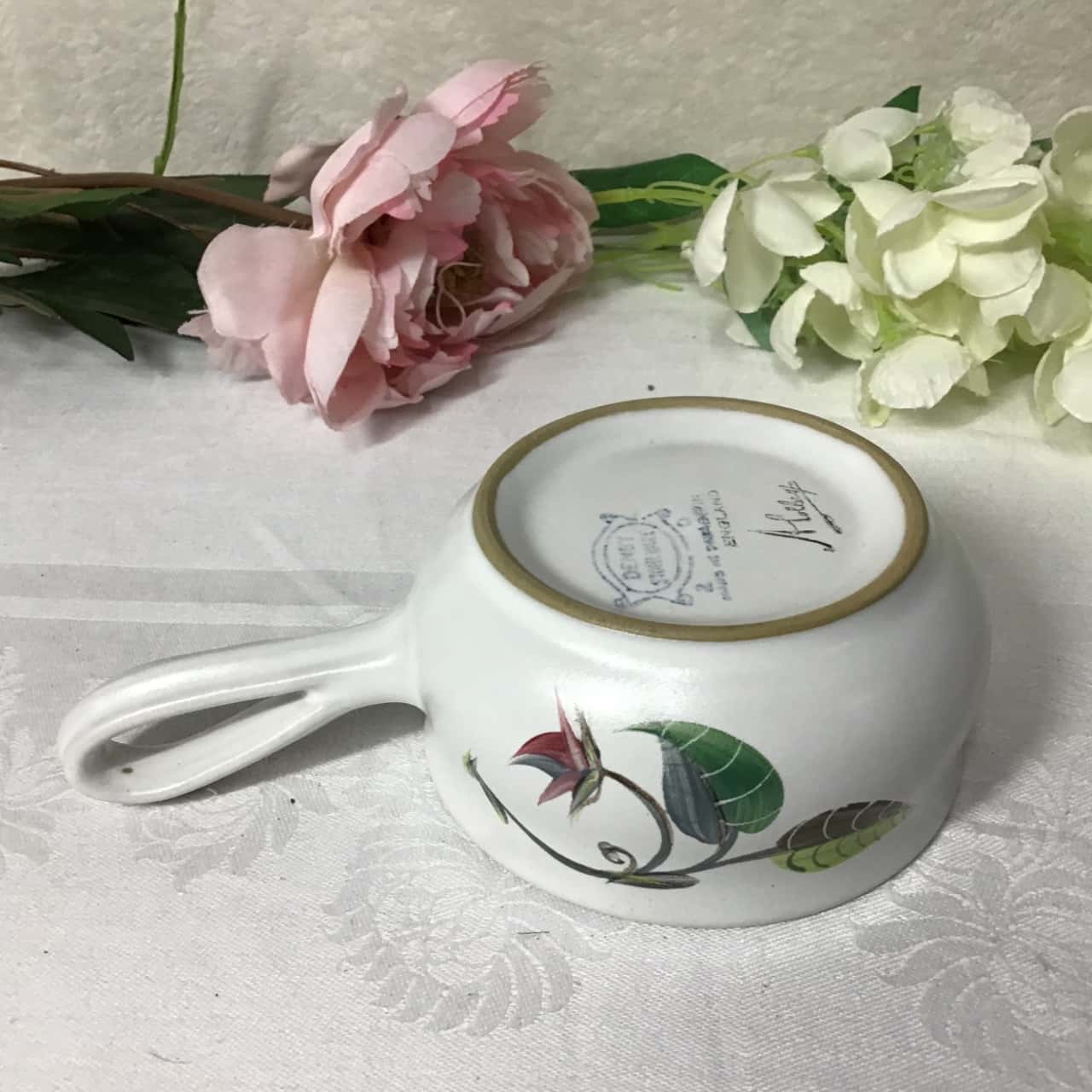 Denby Stoneware Flower Pattern Ramekin Dish with Handle(s)