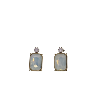 Tiger Tree Earrings With White Opal-coloured Stones Framed In Gold Plating - BNWT