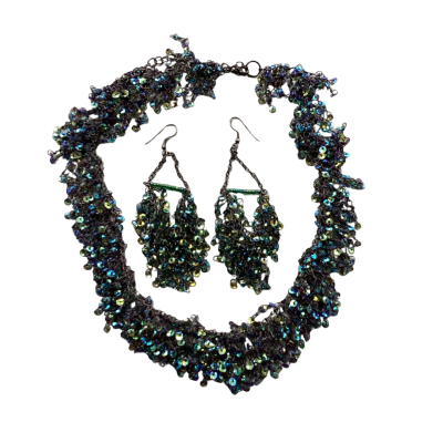  Womens Necklace Multicoloured sequin necklace and earrings (jb)