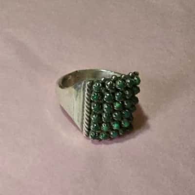 Signed Haloo ZUNI Snake eye 30 point Sterling Silver ring