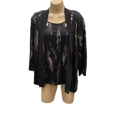 Liz Jordan Size L Mariam Evening Twinset Ruffle Sequin Top BNWT  