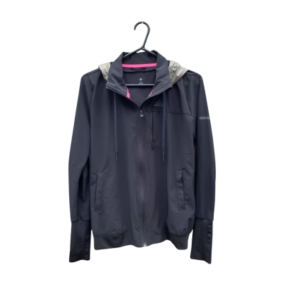 Womens Adidas Size 6 Lightweight Hooded Jacket Black  / Green 