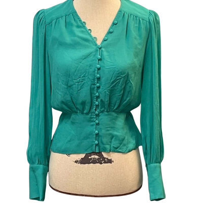 Witchery Womens Size 6 Button Up/Cropped/Long Sleeve Shirt Teal