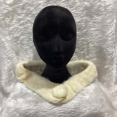  Women's Vintage Cream Mink Fur Collar 
